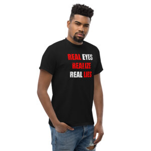 Real Eyes Realize Real Lies T-Shirt με ατάκα του Tupac Shakur