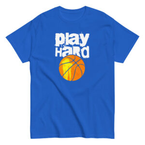 Play Hard Basketball T-Shirt, 100% cotton μπλουζάκι με μπάλα του μπάσκετ και ατάκα για τους λάτρεις του μπάσκετ.