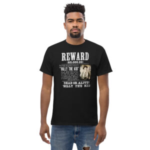 Billy the Kid T-Shirt, 100% cotton μπλουζάκι με το Reward poster από την επικήρυξη του γνωστού κακοποιού Billy the Kid.