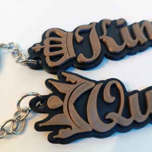 King and Queen σετ μπρελόκ. 3D Printed keychains set με τις λέξεις King και Queen και τις αντίστοιχες κορώνες τους εννοείται!!
