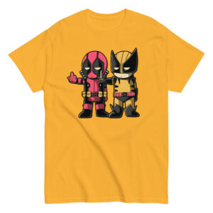 Deadpool and Wolverine T-Shirt, 100% cotton αστείο μπλουζάκι σε ένα cartoon parody από τους δύο χαρακτήρες της Marvel.