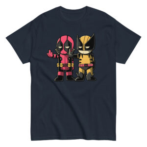 Deadpool and Wolverine T-Shirt, 100% cotton αστείο μπλουζάκι σε ένα cartoon parody από τους δύο χαρακτήρες της Marvel.