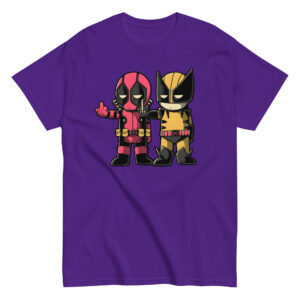 Deadpool and Wolverine T-Shirt, 100% cotton αστείο μπλουζάκι σε ένα cartoon parody από τους δύο χαρακτήρες της Marvel.