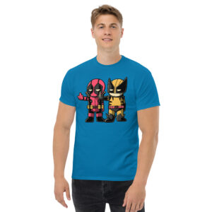 Deadpool and Wolverine T-Shirt, 100% cotton αστείο μπλουζάκι σε ένα cartoon parody από τους δύο χαρακτήρες της Marvel.
