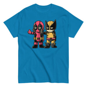 Deadpool and Wolverine T-Shirt, 100% cotton αστείο μπλουζάκι σε ένα cartoon parody από τους δύο χαρακτήρες της Marvel.
