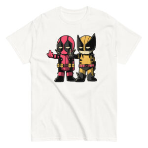 Deadpool and Wolverine T-Shirt, 100% cotton αστείο μπλουζάκι σε ένα cartoon parody από τους δύο χαρακτήρες της Marvel.