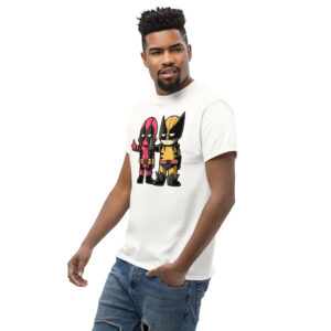 Deadpool and Wolverine T-Shirt, 100% cotton αστείο μπλουζάκι σε ένα cartoon parody από τους δύο χαρακτήρες της Marvel.
