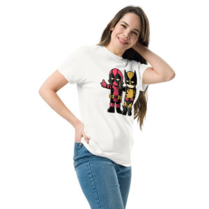 Deadpool and Wolverine T-Shirt, 100% cotton αστείο μπλουζάκι σε ένα cartoon parody από τους δύο χαρακτήρες της Marvel.