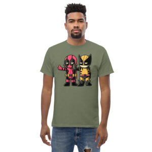 Deadpool and Wolverine T-Shirt, 100% cotton αστείο μπλουζάκι σε ένα cartoon parody από τους δύο χαρακτήρες της Marvel.