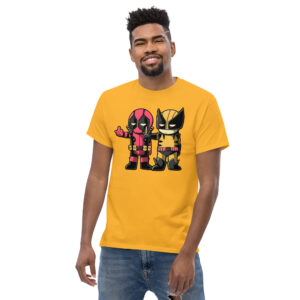 Deadpool and Wolverine T-Shirt, 100% cotton αστείο μπλουζάκι σε ένα cartoon parody από τους δύο χαρακτήρες της Marvel.
