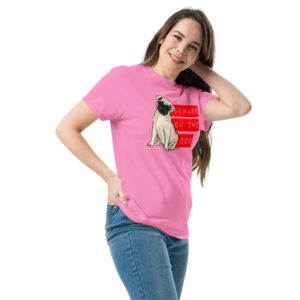 Beware of the Dog T-Shirt, 100% cotton μπλουζάκι με ατάκα για σκύλο που φαίνεται αστεία βλέποντας το pug.