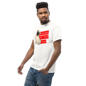 Beware of the Dog T-Shirt, 100% cotton μπλουζάκι με ατάκα για σκύλο που φαίνεται αστεία βλέποντας το pug.