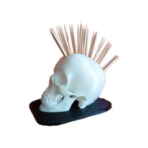 Punk Skull θήκη για οδοντογλυφίδες, 3D Printed διακοσμητικό για την κουζίνα, για να βάζεις τις οδοντογλυφίδες. Σε σχήμα κρανίου που όταν είναι γεμάτο έχει μοϊκάνα.