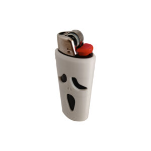 Αναπτήρας Bic και θήκη Scream. Αναπτήρας πέτρας, κλασσικός μεγάλος Bic με 3d printed θήκη από την ταινία Scream. Χρώμα αναπτήρα μαύρο, θήκη άσπρη από PLA.
