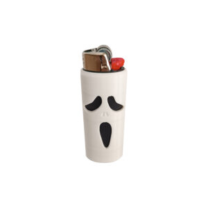 Αναπτήρας Bic και θήκη Scream. Αναπτήρας πέτρας, κλασσικός μεγάλος Bic με 3d printed θήκη από την ταινία Scream. Χρώμα αναπτήρα μαύρο, θήκη άσπρη από PLA.