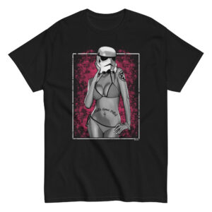 Sexy Stormtrooper T-Shirt, 100% cotton μπλουζάκι εμπνευσμένο από τις ταινίες Star Wars. Sexy girl με μαγιώ μπικίνι και μάσκα Stormtrooper.