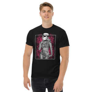 Sexy Stormtrooper T-Shirt, 100% cotton μπλουζάκι εμπνευσμένο από τις ταινίες Star Wars. Sexy girl με μαγιώ μπικίνι και μάσκα Stormtrooper.