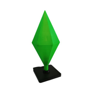 Sims Plumbob Φωτιστικό, 3D Printed επιτραπέζιο, με μαύρο καλώδιο και διακόπτη. Το γνωστό "διαμαντάκι" για όσους ξέρουν το video game Sims, που αιωρείται πάνω από τα κεφάλια των χαρακτήρων Sims και είναι πράσινο όταν είναι σε καλή διάθεση.