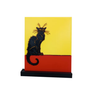 Le Chat Noir 3D Printed επιτραπέζιο διακοσμητικό, εμπευσμένο από το vintage poster με τον μαύρο γάτο. Έχει αποσπώμενη βάση για να μπορεί να τοποθετηθεί και σε οποιαδήποτε κάθετη επιφάνεια.