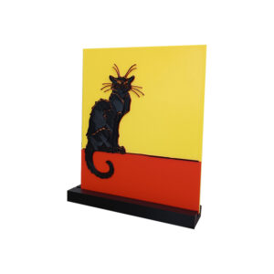 Le Chat Noir 3D Printed επιτραπέζιο διακοσμητικό, εμπευσμένο από το vintage poster με τον μαύρο γάτο. Έχει αποσπώμενη βάση για να μπορεί να τοποθετηθεί και σε οποιαδήποτε κάθετη επιφάνεια.