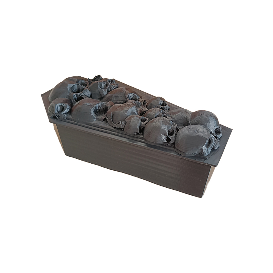Coffin Box, 3D Printed κουτί αποθήκευσης σε σχήμα φέρετρο με Νεκροκεφαλές στο καπάκι.