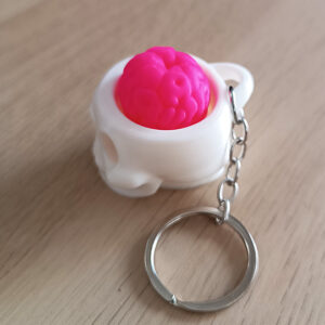 Skull clicker Μπρελόκ. 3D Printed Keychain σε σχήμα νεκροκεφαλής με εγκέφαλο. Anti-Stress κρανίο για να ξε-αγχώνεσαι...δουλεύει...σε εμάς...