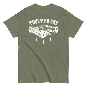 Trust No One T-Shirt, 100% cotton μπλουζάκι με Old school Tattoo Style χειραψία χέρι με φίδι που δαγκώνει. Για 