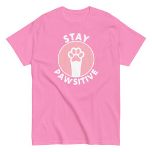 Stay Pawsitive T-Shirt, 100% cotton μπλουζάκι με παράφραση του Stay Positive και μια cute πατούσα γάτας.