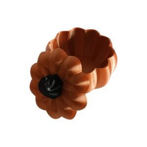Δύο 3D printed διακοσμητικές κολοκύθες σε metallic copper με μαύρο καπάκι – pumpkin boxes για αποθήκευση ή διακόσμηση