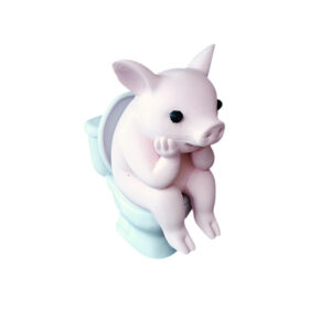 Alternative view of Funny Pig on Toilet